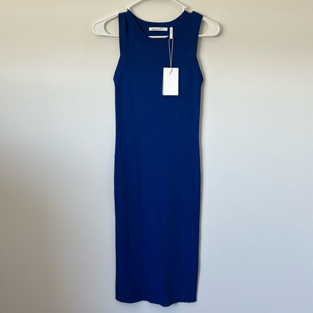 Helmunt Lang Blue Stretch Bodycon Dress Size: XS